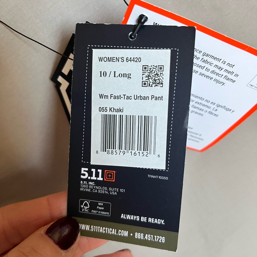 5.11 Tactical women’s fast-tac urban pant size 10 long in khaki NWT - Picture 7 of 11